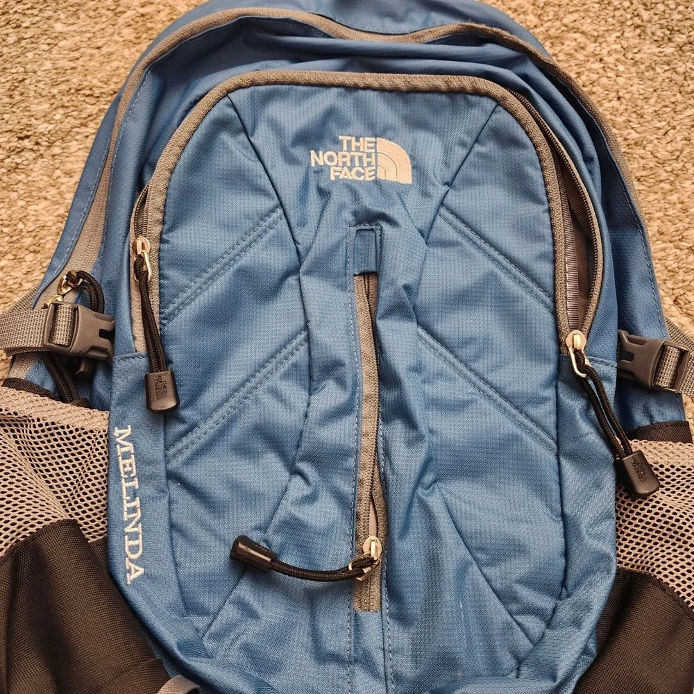 The North Face Melinda Backpack Blue Black Hiking Commuter Laptop Bag Daypack